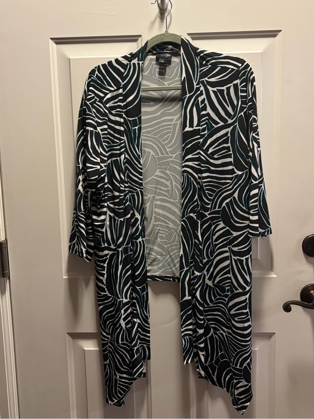 East 5th Black Jacket with Teal & White Leaf Print